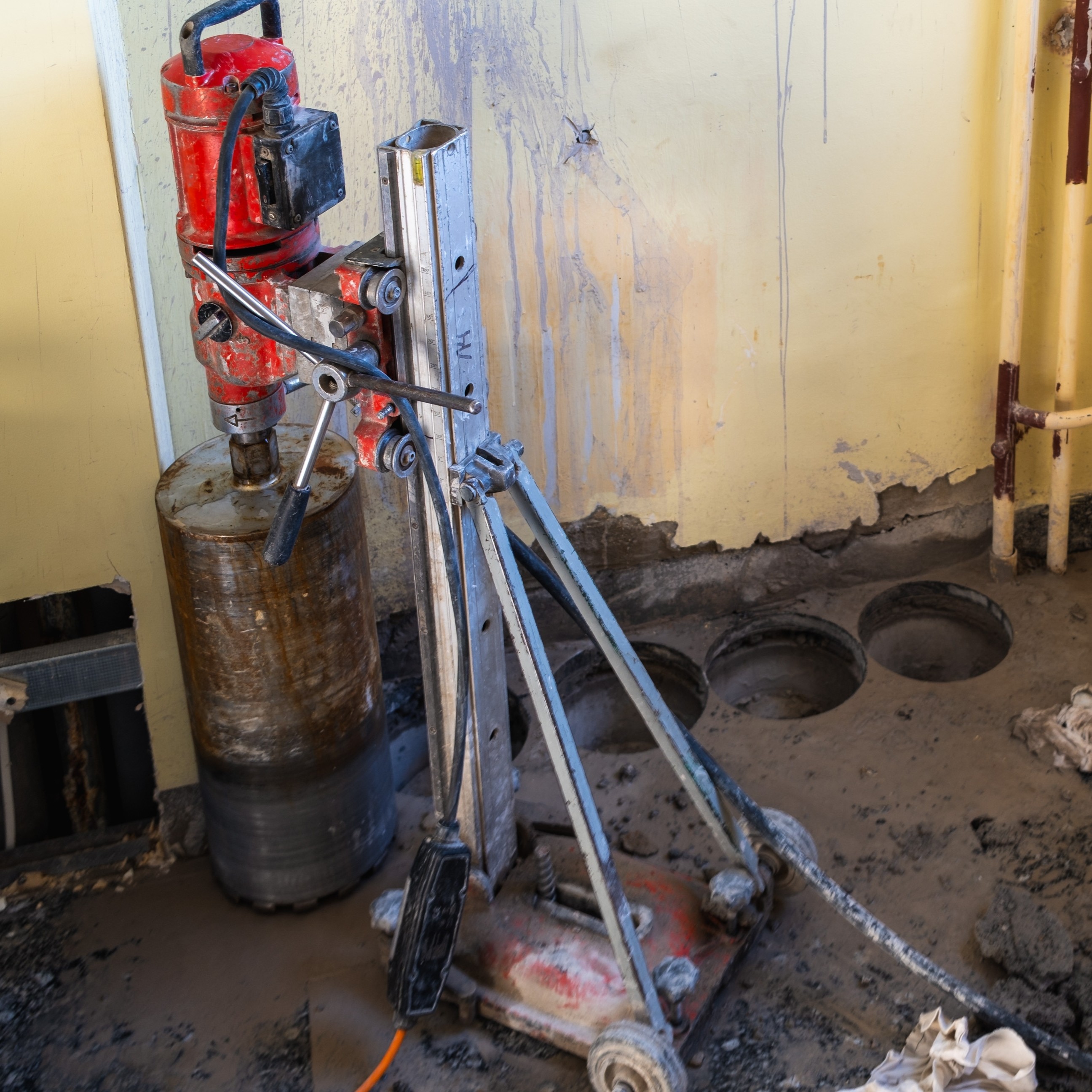 Concrete core drilling in progress